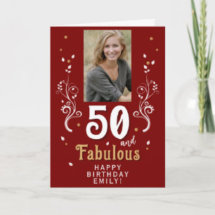 50 und fantastisches Laubwerk 50. Geburtstagsfoto Karte