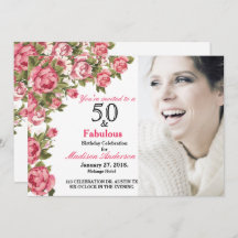50 und Föulous Floral | 50. Geburtstagseinladungen