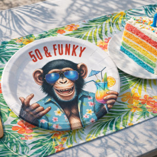 50 und Funky Summer Monkey 50. Geburtstag Pappteller