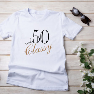 50 und Klasse Elegant Black Golden Script Geburtst T-Shirt