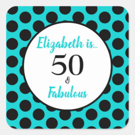 50 und prächtige türkisfarbene Blue Square Sticker