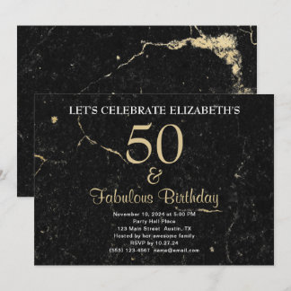 50 und prächtiger goldener Marmor Einladung