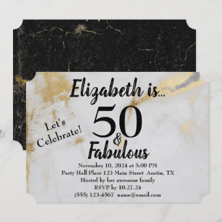 50 und prächtiger goldgrauer Marmor mit schwarzem  Einladung