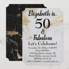 50 und prächtiger goldgrauer Marmor mit schwarzem Einladung
