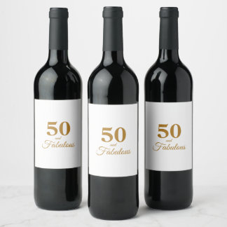 50 und prächtiges Birthday Gold Wine Label Weinetikett