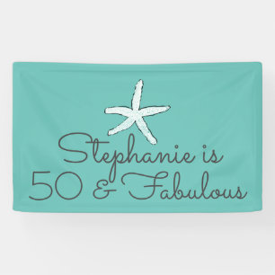 50 und üppiger Geburtstag Starfish Beach Aquamari Banner
