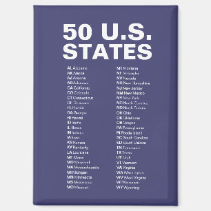 50 US-Bundesstaaten Abkürzungsverzeichnis – Marine Magnet