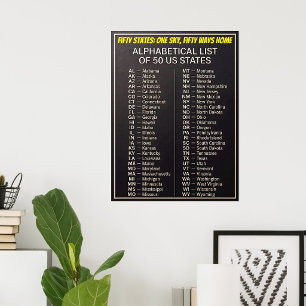 50 US-Bundesstaaten in alphabetischer Reihenfolge  Poster