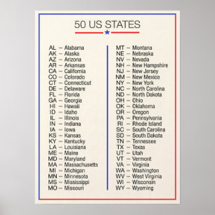 ★ 50 Vereinigte Staaten von Amerika - Fünfzig US-B Poster