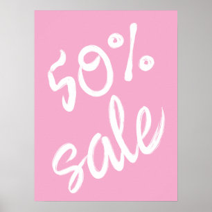 50 % Verkaufszeichen, 18x24 Rosa Verkauf Poster