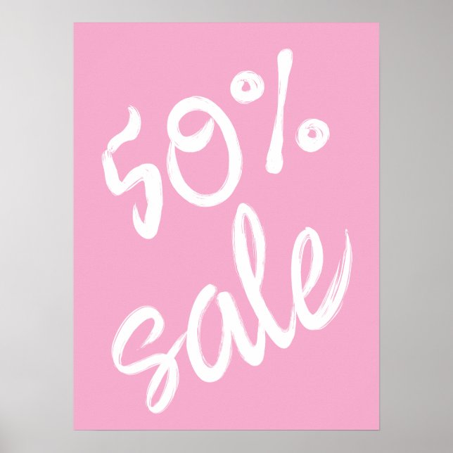 50 % Verkaufszeichen, 18x24 Rosa Verkauf Poster (Vorne)