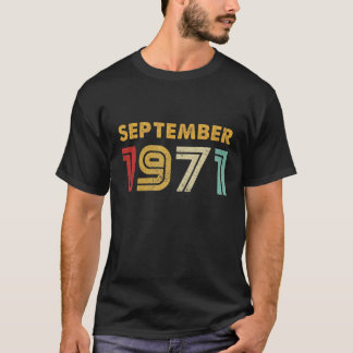 50. Vintag Geburtstag September 1971 Retro Birthda T-Shirt