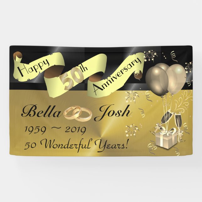 50. Wedding glückliche Jahrestags-Fahne Banner (Horizontal)