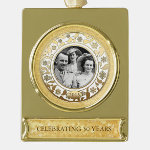 50. Wedding goldene Jahrestags-Foto-Schablone 2 Banner-Ornament Gold
