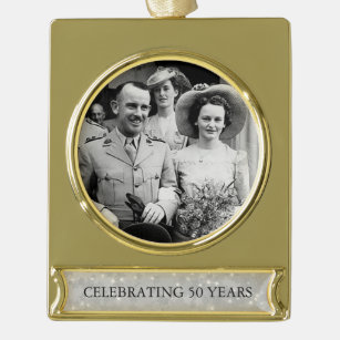 50. Wedding goldene Jahrestags-Foto-Schablone 3 Banner-Ornament Gold