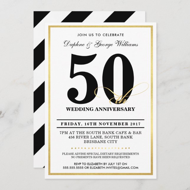 50. WEDDING JAHRESZEITEN - Stilgold INVITES Einladung (Vorne/Hinten)