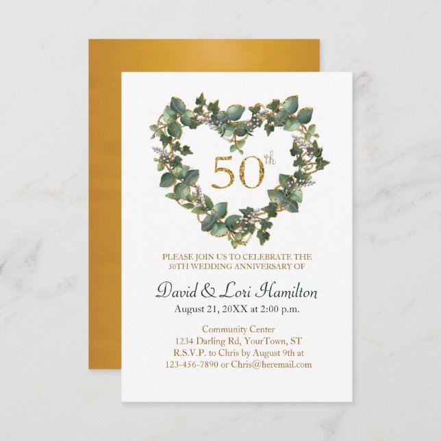 50. Wedding Watercolor Ivy Herzkranz (Vorne/Hinten)