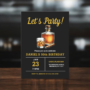 50. Whiskey Cigar Bourbon Geburtstagsparty Einladung