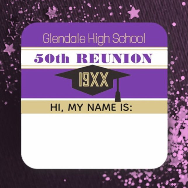 50. Wiedersehen! Wiedersehen Name-Tagaufkleber Quadratischer Aufkleber (Von Creator hochgeladen)