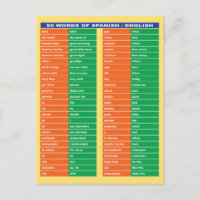 50 Wörter in Spanisch und Englisch Diagramm