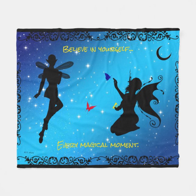 50"X60" Elf Fairy Butterfly Beieve in sich Fleecedecke (Vorderseite (Horizontal))