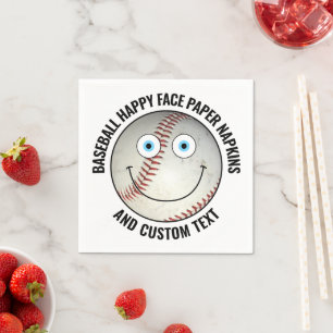 50 x Custom Baseball Party BLAUE EYES Happy Face Serviette