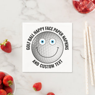 50 x Custom Golf Ball Party BLAU EYES Happy Face Serviette