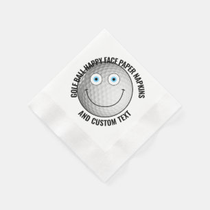 50 x Custom Golf Theme Party BLAUE EYES Happy Face Serviette