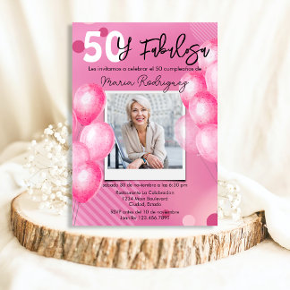 50 y Fabulosa Pink Foto Spanisch 50. Geburtstag Einladung