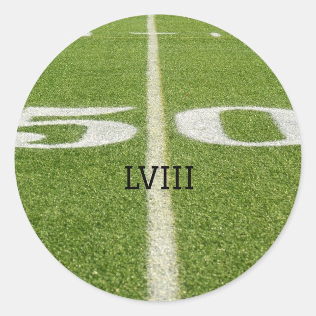 50 Yard Line Football Field Runder Aufkleber (Vorderseite)