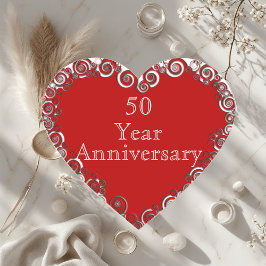 50 Year Anniversary Milestone Romantic Modern Herz-Aufkleber