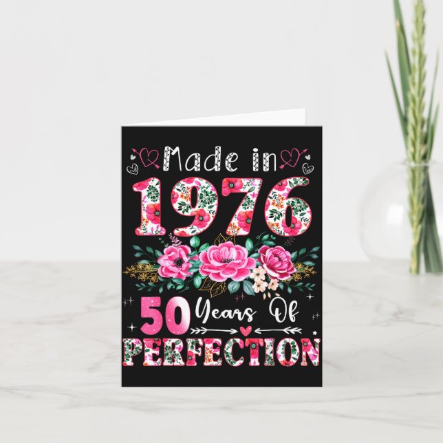 50 Year Old Made In 1976 Floral 50th Birthday Wome Karte (Vorderseite)