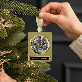 50 Years Golden Anniversary Infinity Photo Collage Banner-Ornament Gold