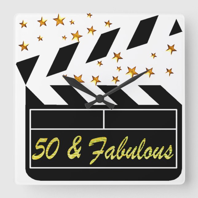 50 YR ALTER FILMSTAR QUADRATISCHE WANDUHR (Vorderseite)