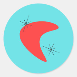 50er Boomerang Mitteljahrsmoderne Runder Aufkleber