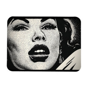 50er BW-Grafik-Comic im Vintage-Stil Retro-Punkte Magnet