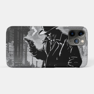 50er BW-Grafik-Comic-Stil Retro-Urban-Detektiv Case-Mate iPhone Hülle