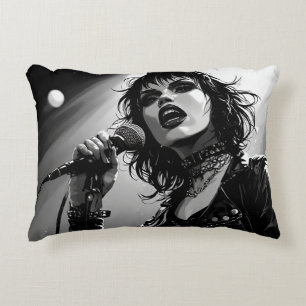 50er BW Graphic Comic Style Goth Punk Sänger Dekokissen