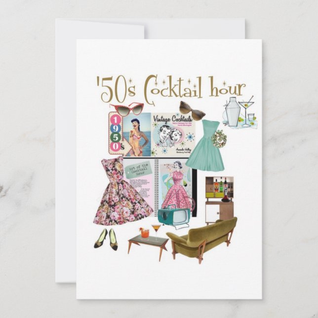 "50er Cocktail-Stundeneinladungen Einladung (Vorderseite)