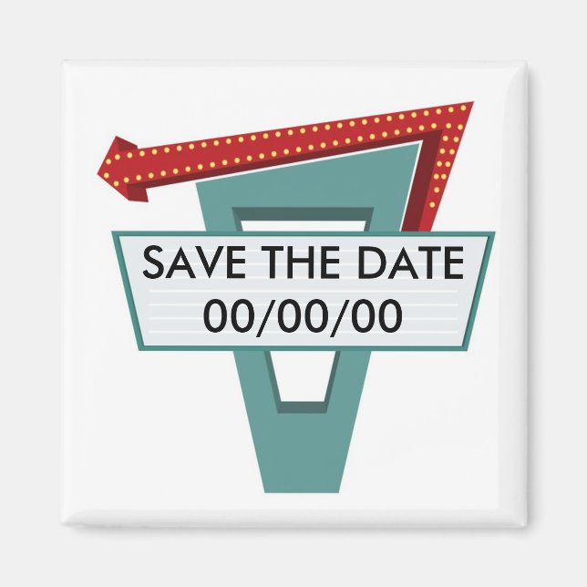 50er Diner Signer 1 Save the Date Magnet (Vorne)