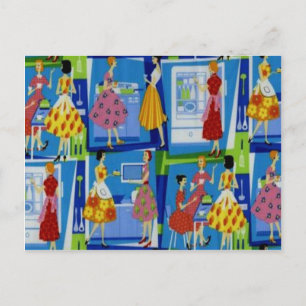 50er Jahre Hausfrau Design Postkarte
