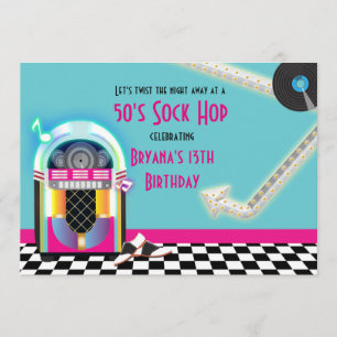 50er Jahre Jukebox Tance Party Sock Hop Einladung
