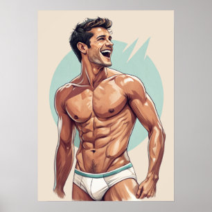 50er Jahre Vintage - gutaussehender Mann Pose Poster