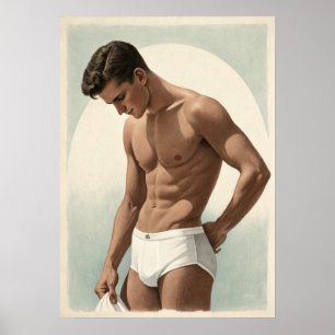 50er Jahre Vintage - hübscher Typ Pose Poster