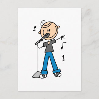 50er Male Singer Strichmännchen T - Shirt und Gesc Postkarte