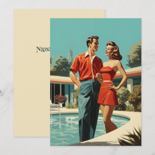 50er Paar am Pool Einladung
