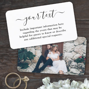 50er Pack einfache Schrift & Foto Hochzeitseinschl Visitenkarte