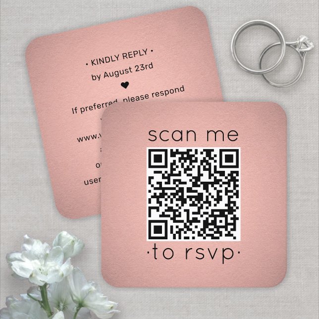 50er Pack QR RSVP Faux-Roségold-Folie-Einschlusska Quadratische Visitenkarte (Von Creator hochgeladen)