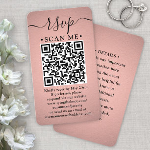 50er Pack QR RSVP Faux-Roségold-Folie-Einschlusska Visitenkarte