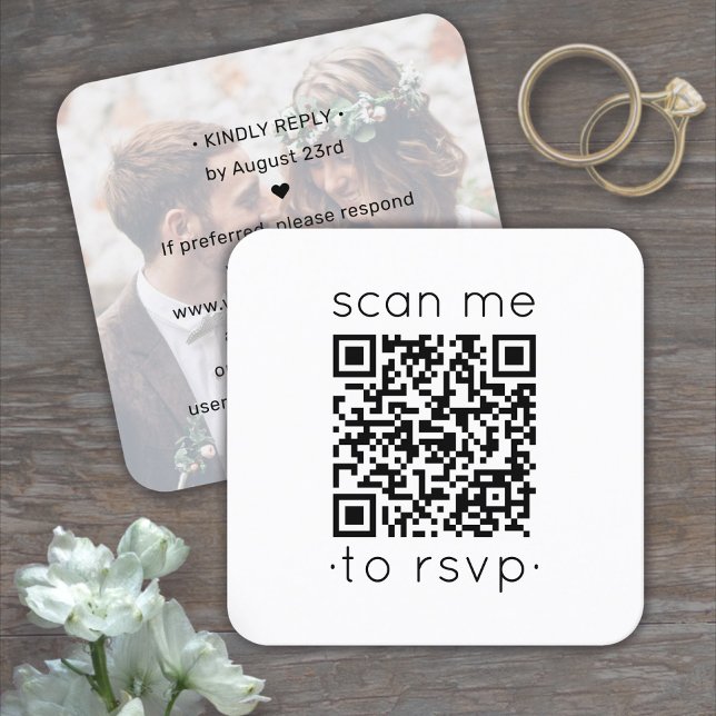 50er Pack QR RSVP Hochzeitswebsite Foto-Einlage Quadratische Visitenkarte (Von Creator hochgeladen)